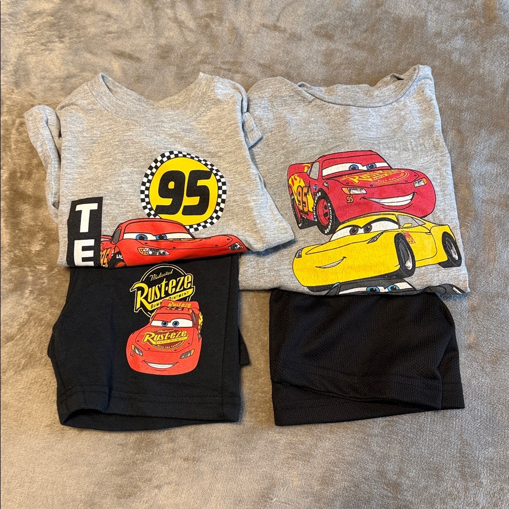 Cars Gray T-Shirt and Black Shorts Set 18m